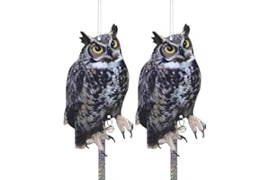 OFFICREATIVE Owls Scarers for Garden, 2Pack Fake Owls to Frighten Animals, Owls Reflective Devices Double Sided Owls Reflectors for Garden Patio Windows