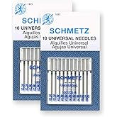 20 Schmetz Universal Sewing Machine Needles - Assorted Sizes - 2 Cards