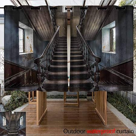 Amazon Com Outdoor Curtains Scary Horror Movie Theme Stairs For