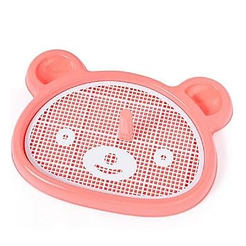 SRI Portable Bear-Shape Toilet Tray with Column Urinal Bowl for Pet Dog (Pink/Peach)
