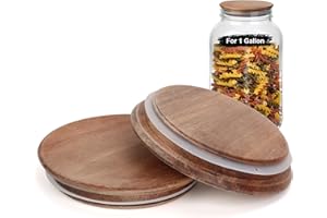 SHIQIKEJIPTY 2 Pieces 1 Gallon Mason Jar Lids Dia. 4.33 Inches Replacement Mason Jar Lids Wooden Storage Lids With Silicone Seal Canning Jars Lids for Only Fits 1 Gallon Jars