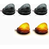 Yunnergo Top Cab Marker Light Compatible with C10 K10 C1500 K1500 1969-87 | 5pcs C/K Series Roof Running Lights w/ T10 Plug Socket Screws Cab Lights Smoked Black Covers Yellow Lens Base Pickup Truck