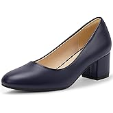 IDIFU IN2 Women's Pumps Closed Round Toe Low Block Chunky Heels Short Small Thick Heels Wedding Bridal Homecoming Work Prom Dress Shoes for Women Comfortable Cute Dressy Formal Classic Pumps Shoes