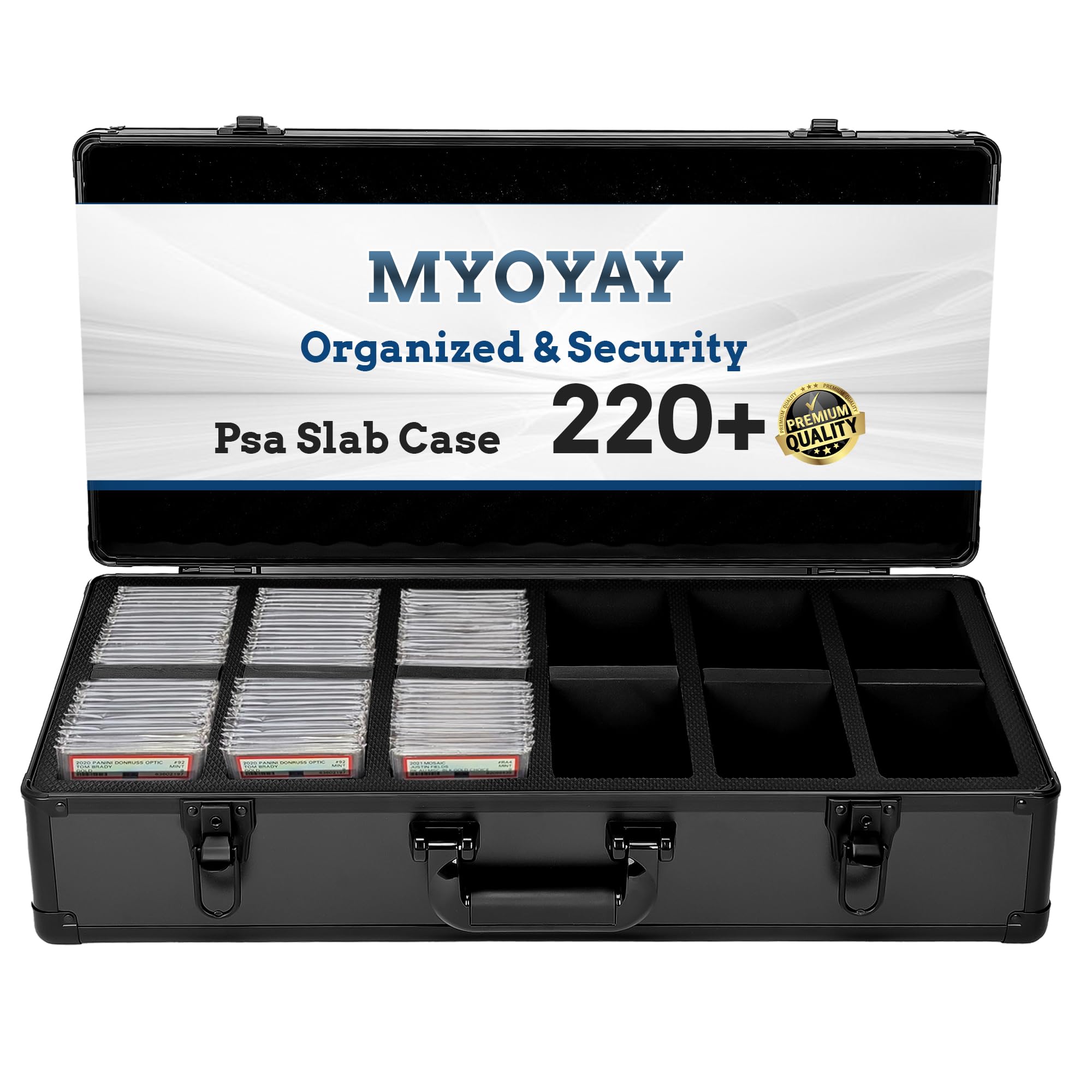Photo 1 of MYOYAY 6 Row 220+ Graded Card Storage Box, Psa Slab Case For Graded Cards Sports Trading Card Storage Box Craded Slab Carrying Case Fits PSA BGS FGS & SGC, 8 Dividers