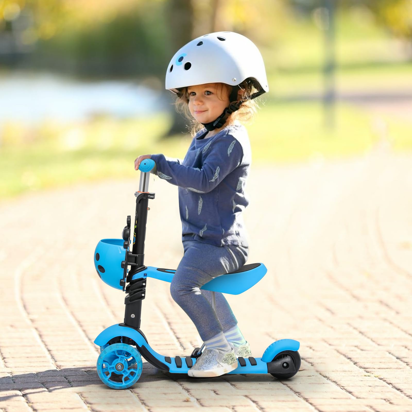 MADOG Toddler 3-Wheel Mini Scooters for Kids 3-5, 2-in-1 Height Adjustable Boys and Girls Scooter with Light Up Wheels