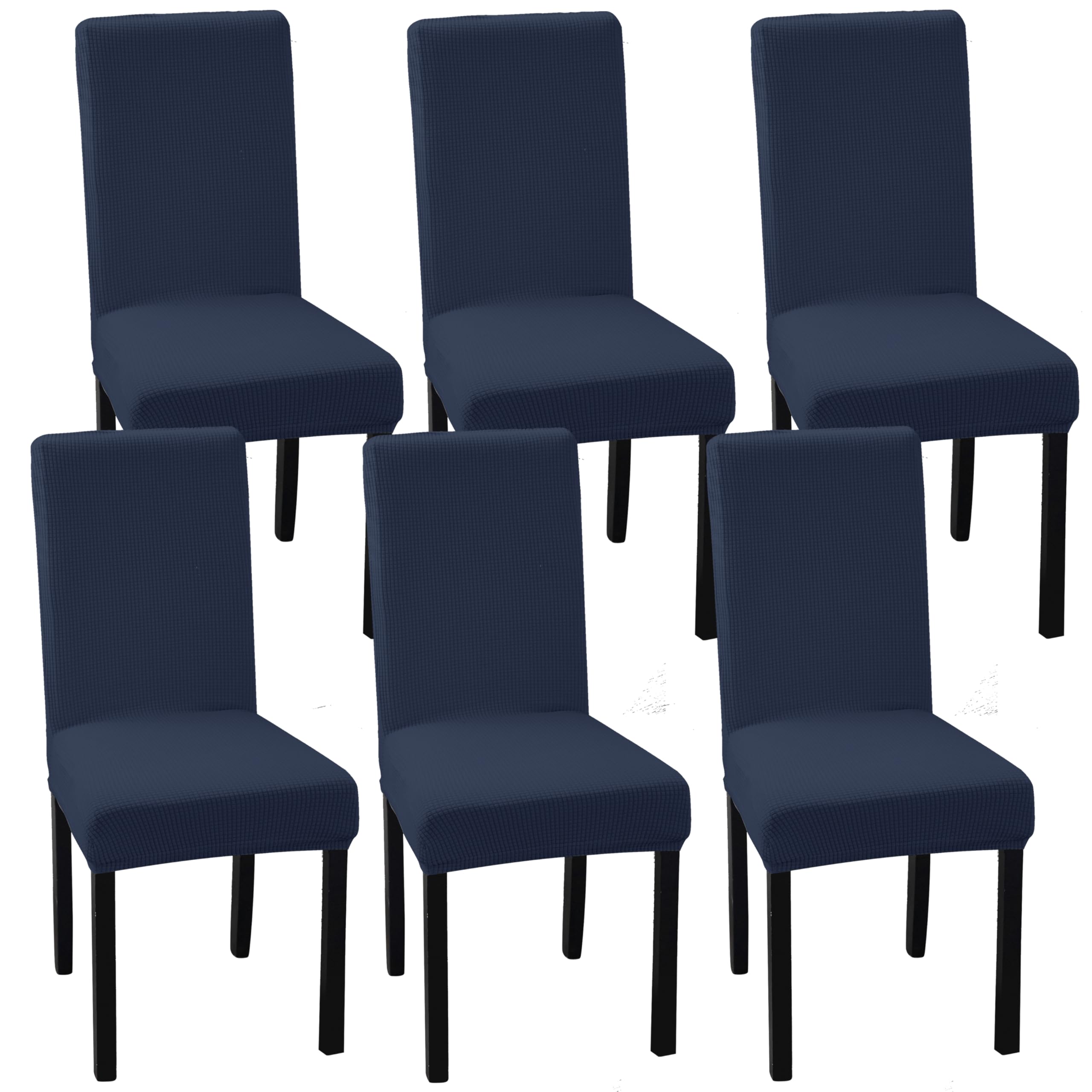 Ocves Chair Covers for Dining Room Set of 4 or 6, Stretch Dining Chair Slipcover Covers, Removable Washable Chair Covers, Chair Protector for Banquet, Kitchen, Party and home (Navy Blue, Pack of 6)