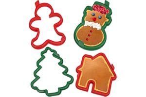 Kamehame Silicone Pancake Molds for Snowman, Christmas Tree, House, Gingerbread Man Shape Pancakes, 4 Pack Nonstick Pancake Shaper for kids, Fun Christmas Cake Ring Mold for Griddle Cooking