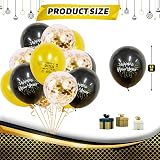XNBTFK New Year 2025 Decorations Set, Black Gold Banner & Balloons view 4