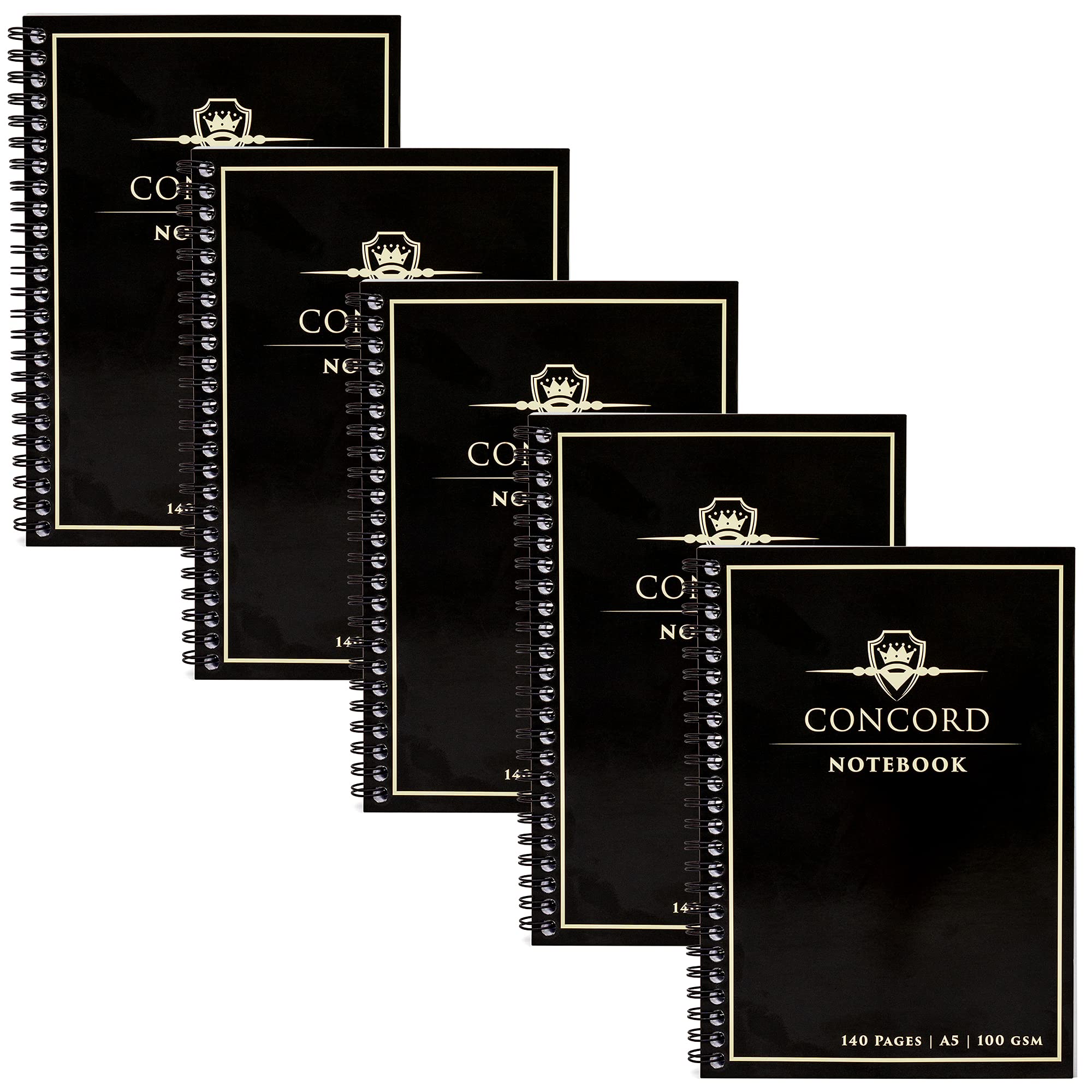 Pukka Pad, Concord 5-Pack A5 Wirebound Jotta Notebook - 140 Pages - Black, 14.8 x 21cm