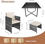 Panana 8 Seater Rattan Garden Dining Set with Table Chairs Stools view 8