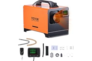 VEVOR Diesel Air Heater, 8 kW DC12-24V, Fast Heating Diesel Parking Heater with Remote Control and Square Color Digital Display, Low Noise, Voice Announcement, for RV, Truck, Camper, Boat and Trailer