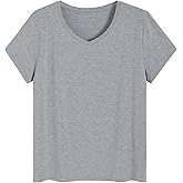 Latuza Women's Petite Tops Bamboo Viscose Pajama Sleep Shirt Petite Size