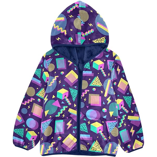 Amazon.com: JHKKU Retro 80s 90s Geometric Boys Fleece Hoody Jacket