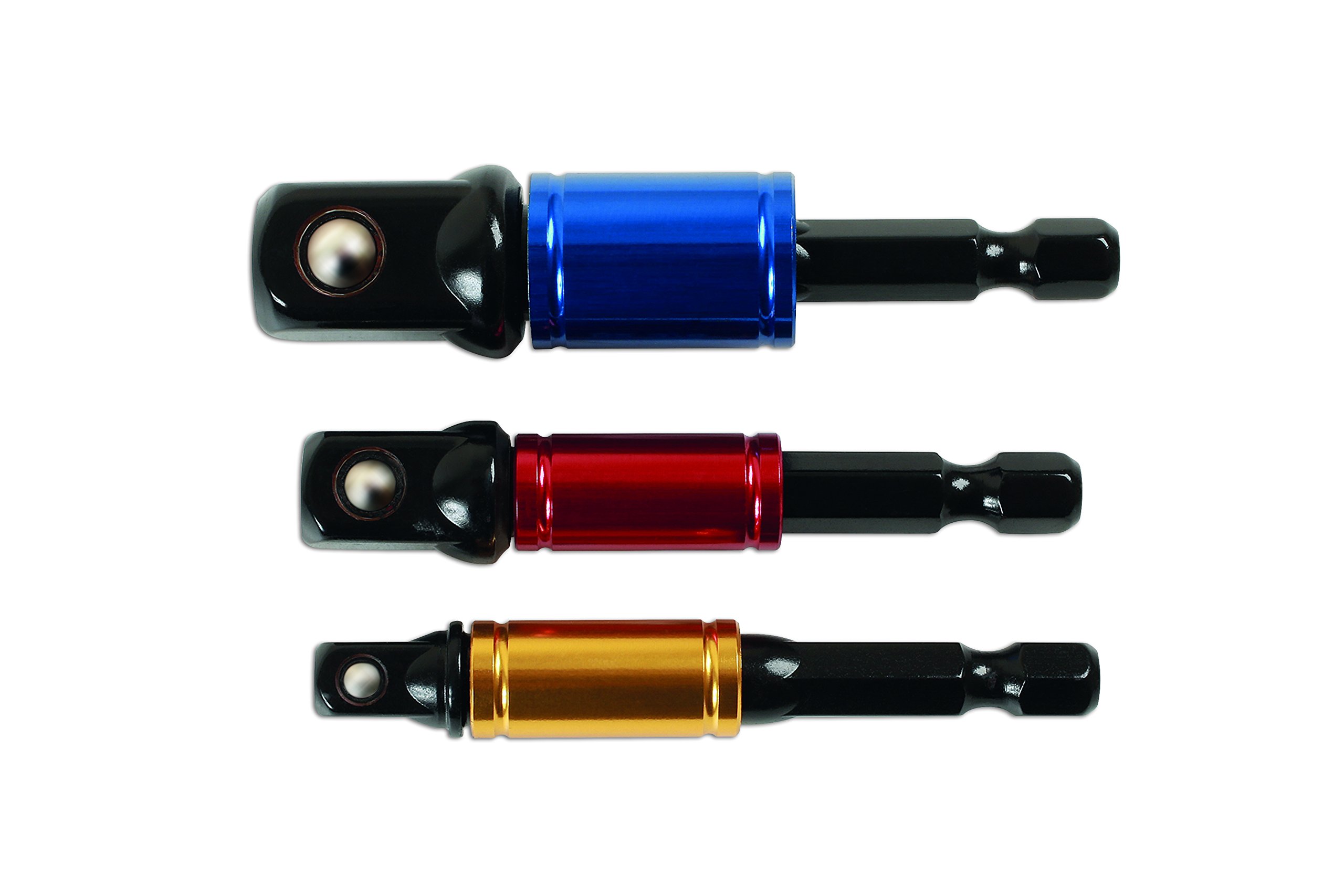 Laser 6983 Socket Adaptor Set, Rotating Sleeve 1/4"D, 3/8"D, 1/2"D 3pc