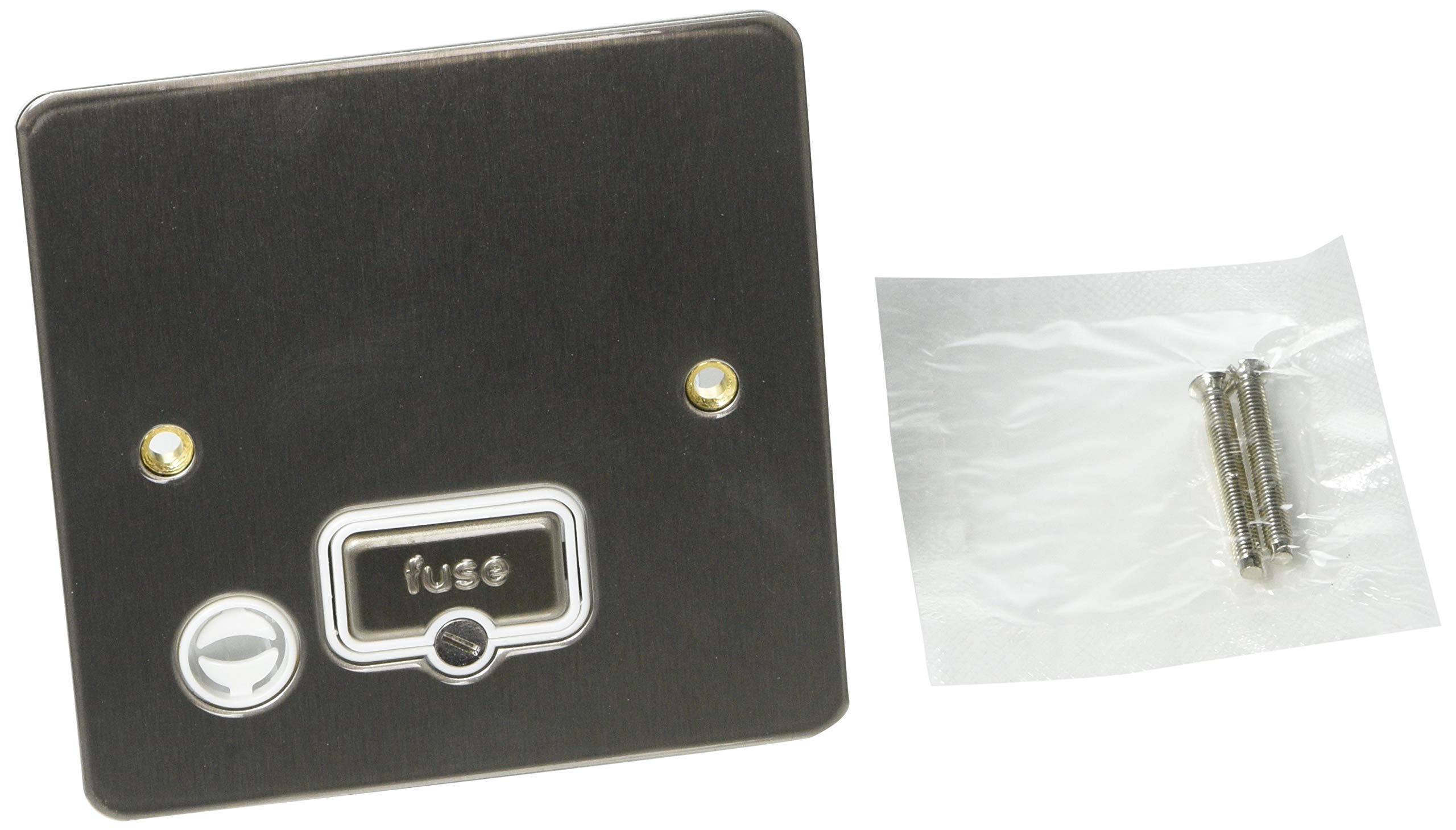 MK Edge K14989LBSW 13A Double Pole Unswitched Connection Unit with Flex Outlet Lacquered - Brushed Steel