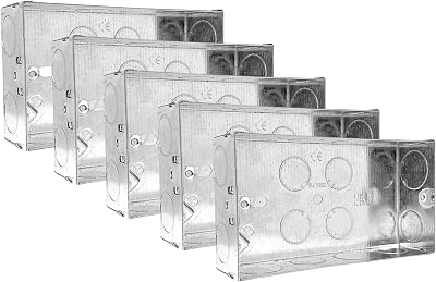EVOGES Double Metal Back Box 35mm 2 Gang 1.0mm BS4662 Brass Terminal Pack of 5