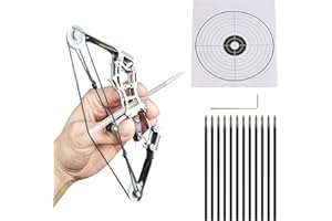 Reindeer 7.8 Inch Mini Compound Bow and Arrow Set，CNC Metal Material Ejector,Stainless Steel Bow and Arrow，15-40m Range Mini 
