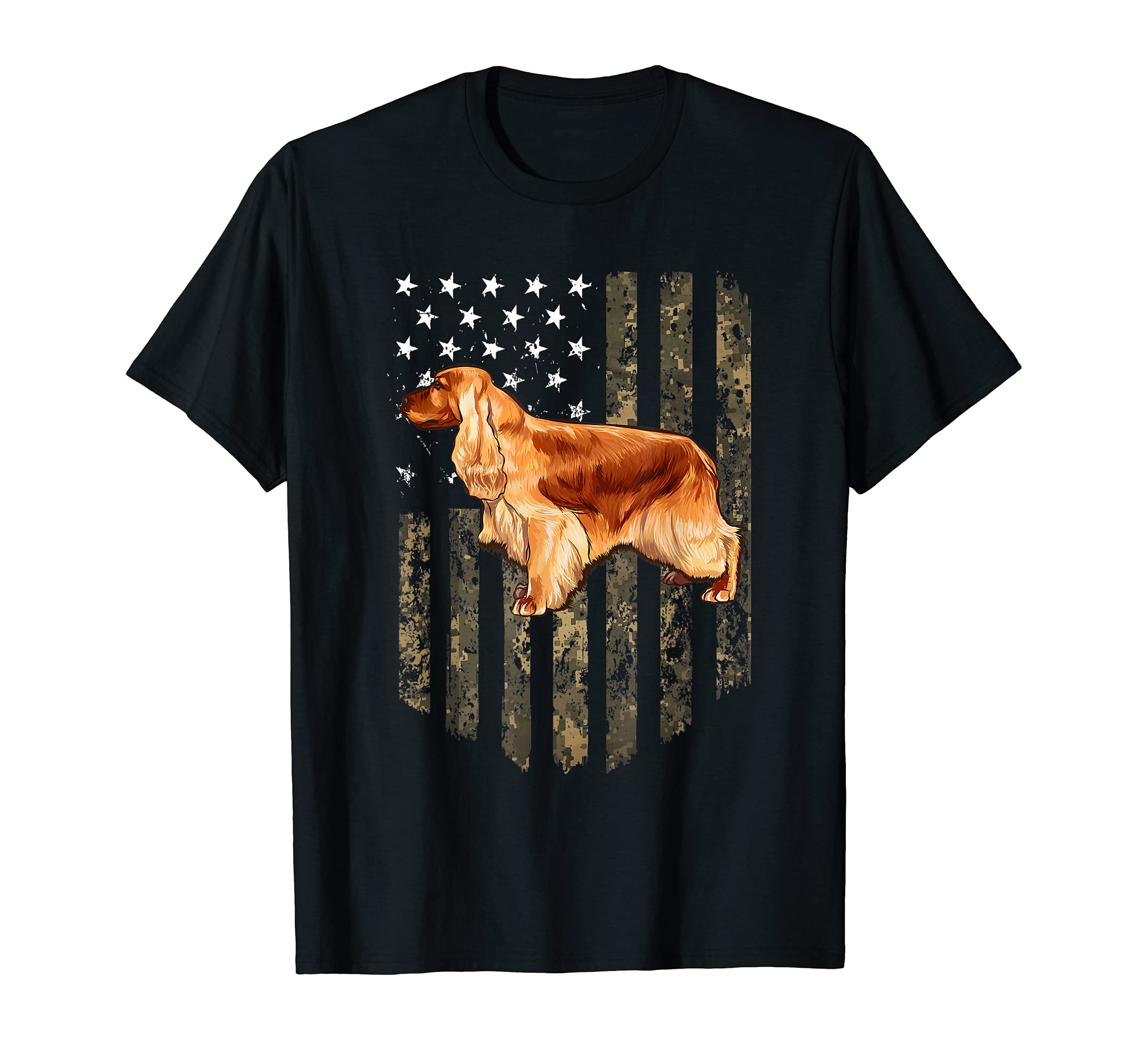 Camo American Flag English Cocker Spaniel 4th Of July USA T-Shirt