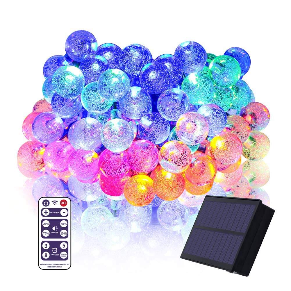 2018 Outdoor Solar String Lights 100 LED - Crystal Waterproof Lights 55.8 FT- Patio Lawn Landscape Lighting