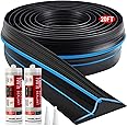 Jin&Bao Universal Garage Door Threshold Seal Strip 20FT Kit, Bottom Waterproof Rubber Weather Stripping Replacement（Blue, 2 Adhesive）