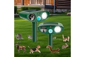 LRENQLLY 2 Pack 2024 Solar Animal Repellent Ultrasonic Cat Repellent Outdoor Deer Repellent Devices with Motion Sensor Animal Repeller to Repel Cat Deer Squirrel Rabbit Dog Skunk for Yard Lawn