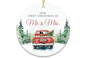 ZAGKOO First Christmas Married Ornament 2025 - Wedding Gifts for Couples 2025 - Mr and Mrs Gifts - Wedding Gift - Bridal Shower Gift for Married Newlywed Couples Bride Him Her - 1st Christmas Keepsake