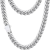 Jewlpire 5mm 6mm 8mm Silver/18K Gold Plated Cuban Link Chain Necklace for Men Boys, Stainless Steel Chains Necklace with Push-lock Clasp, Mens Necklace with Gift Box 18 20 22 24 26 Inch