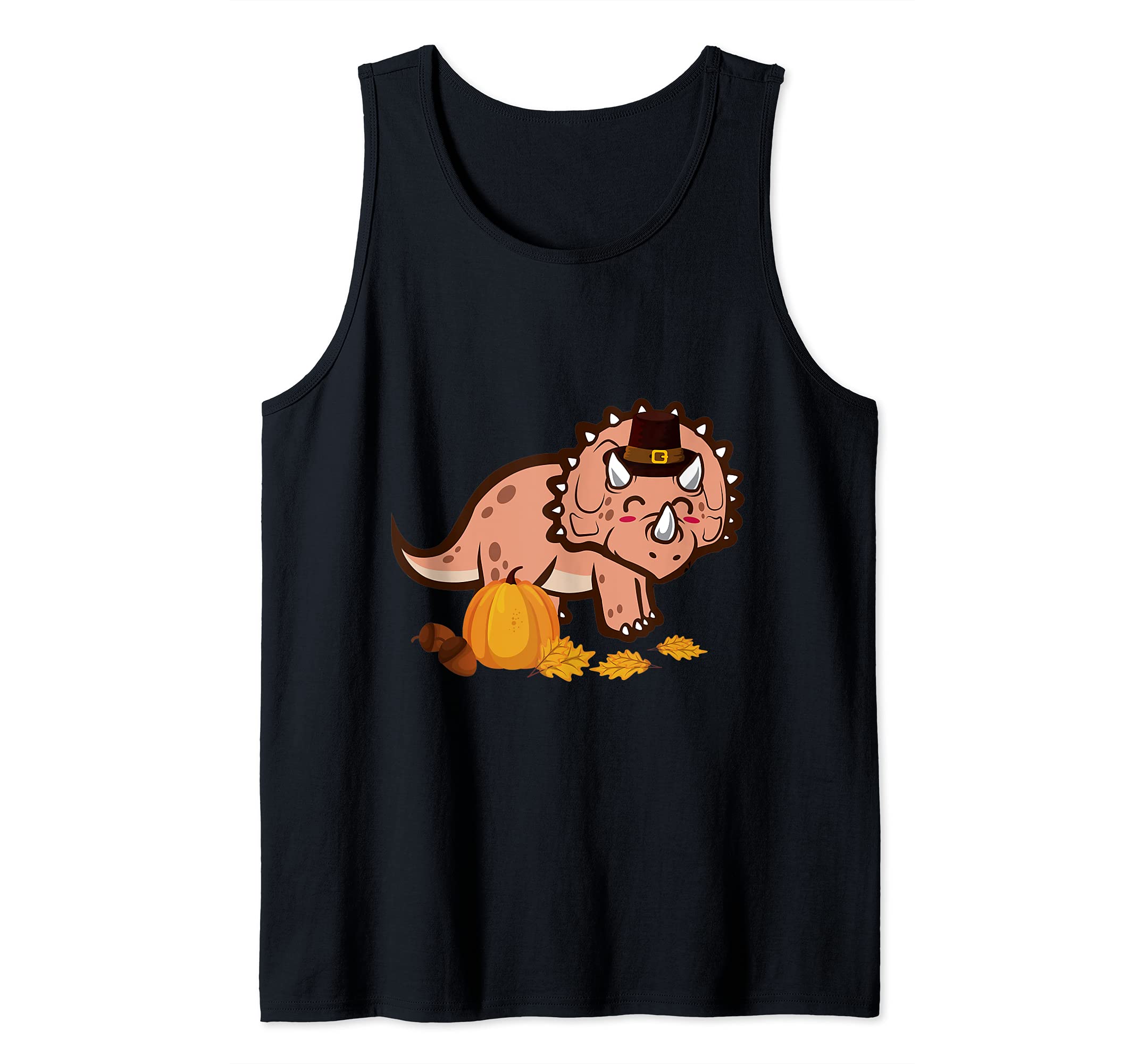 Happy Thanksgiving Holiday Cute Triceratops Dinosaur Tank Top