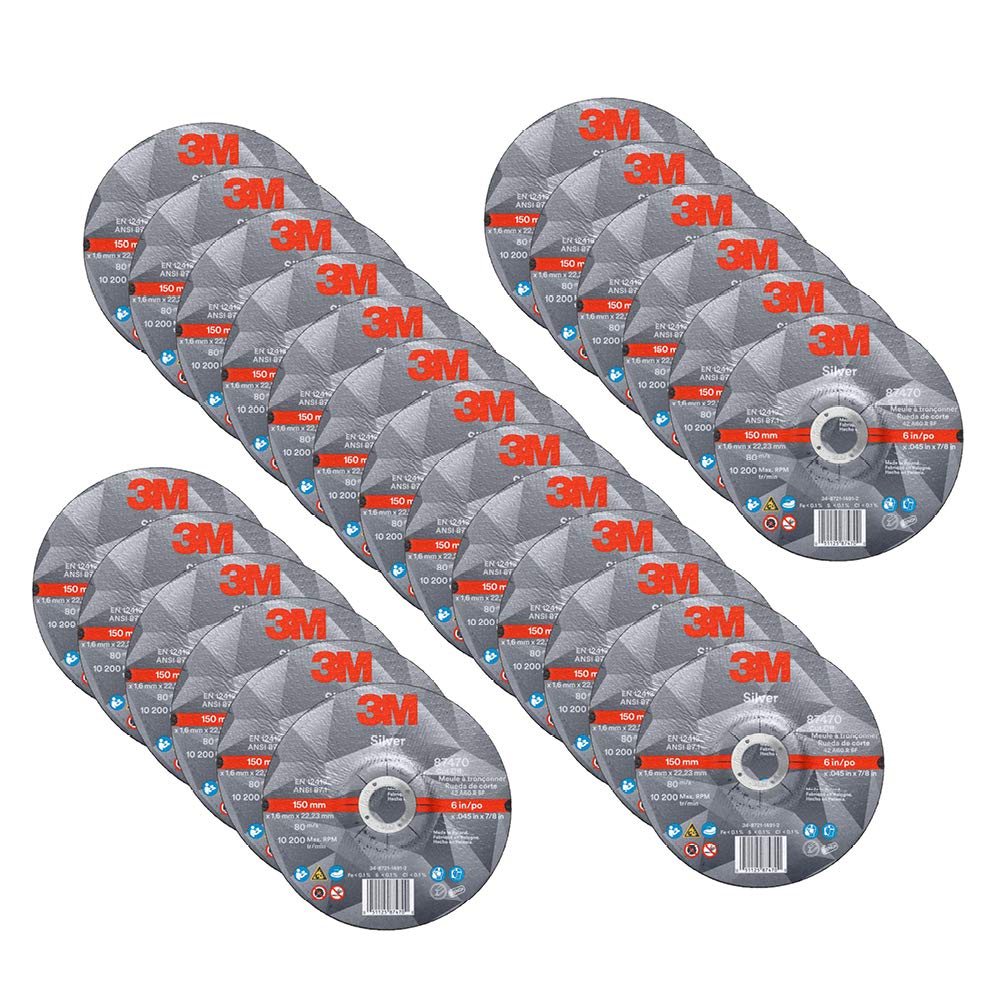 3M Silver Cut-Off Wheel, 87470, T27, 6 in x .045 in x 7/8 in, Pack of 25