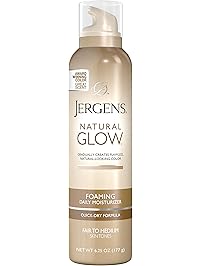 Jergens Natural Glow Foaming Daily Moisturizer for Body, Fair to Medium Skin Tones, 6.25 Ounces