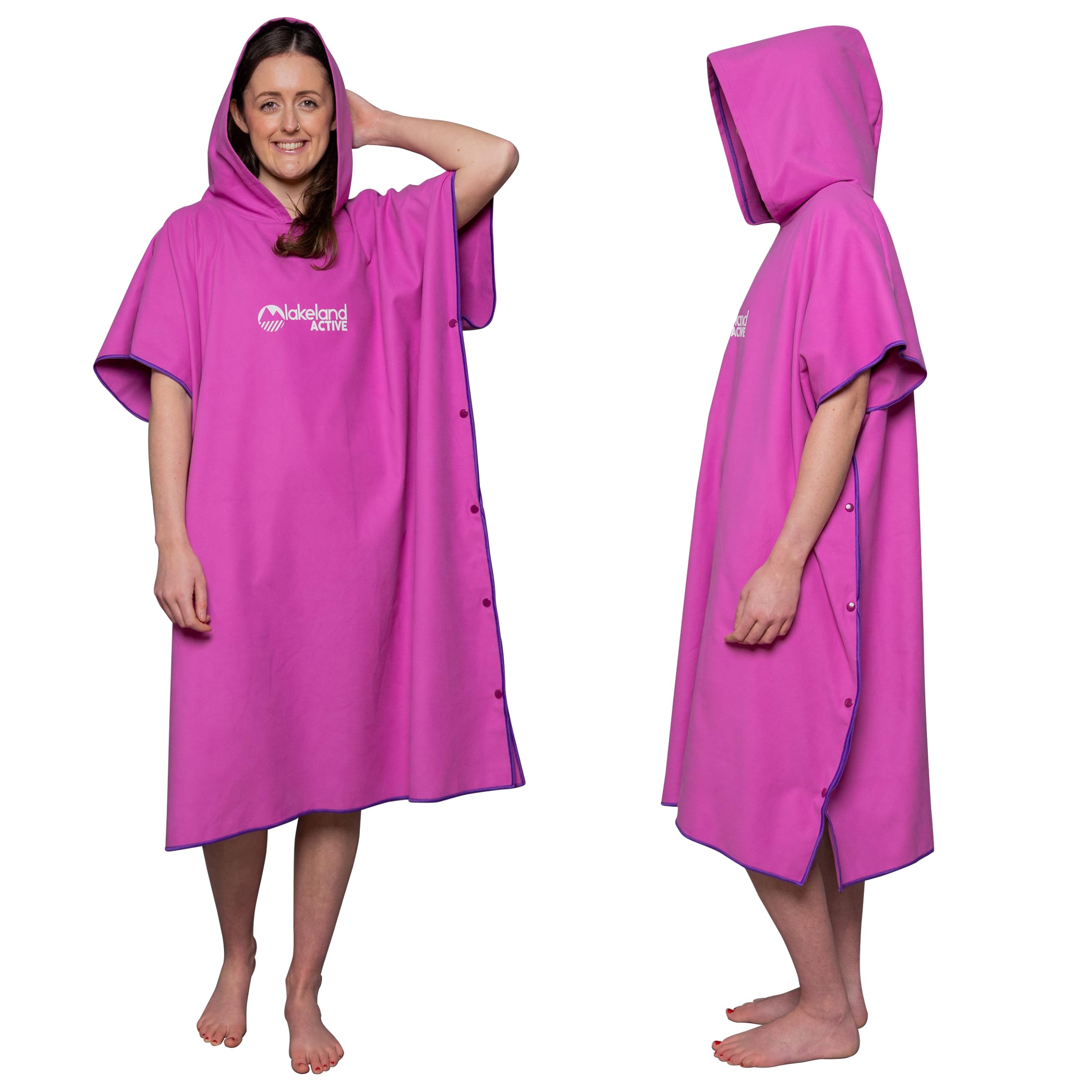 Lakeland Active Patterdale Hooded Changing Poncho Towel - Pink - Adult