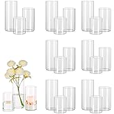Glass Cylinder Vases Set of 24, Hewory Tall Clear Vase for Centerpieces, Glass Hurricane Candle Holders for Pillar or Floating Candles, Round Vases for Wedding Anniversary Events Table Decor, 3.3in