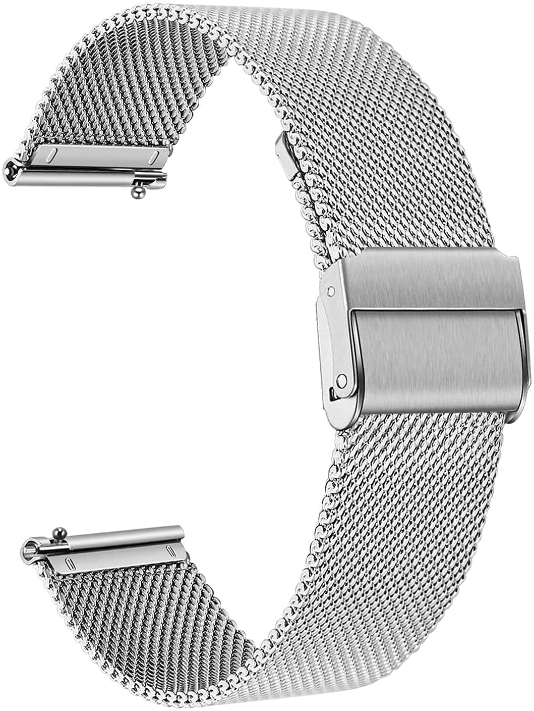 Aliwisdom Universal Replacement Watch Straps 18mm 20mm 22mm for Smart wacth, Smartwatch Accessories Replacement Bands Stainless steel Metal Mesh quick release Replacement strap (20 mm, Silver)