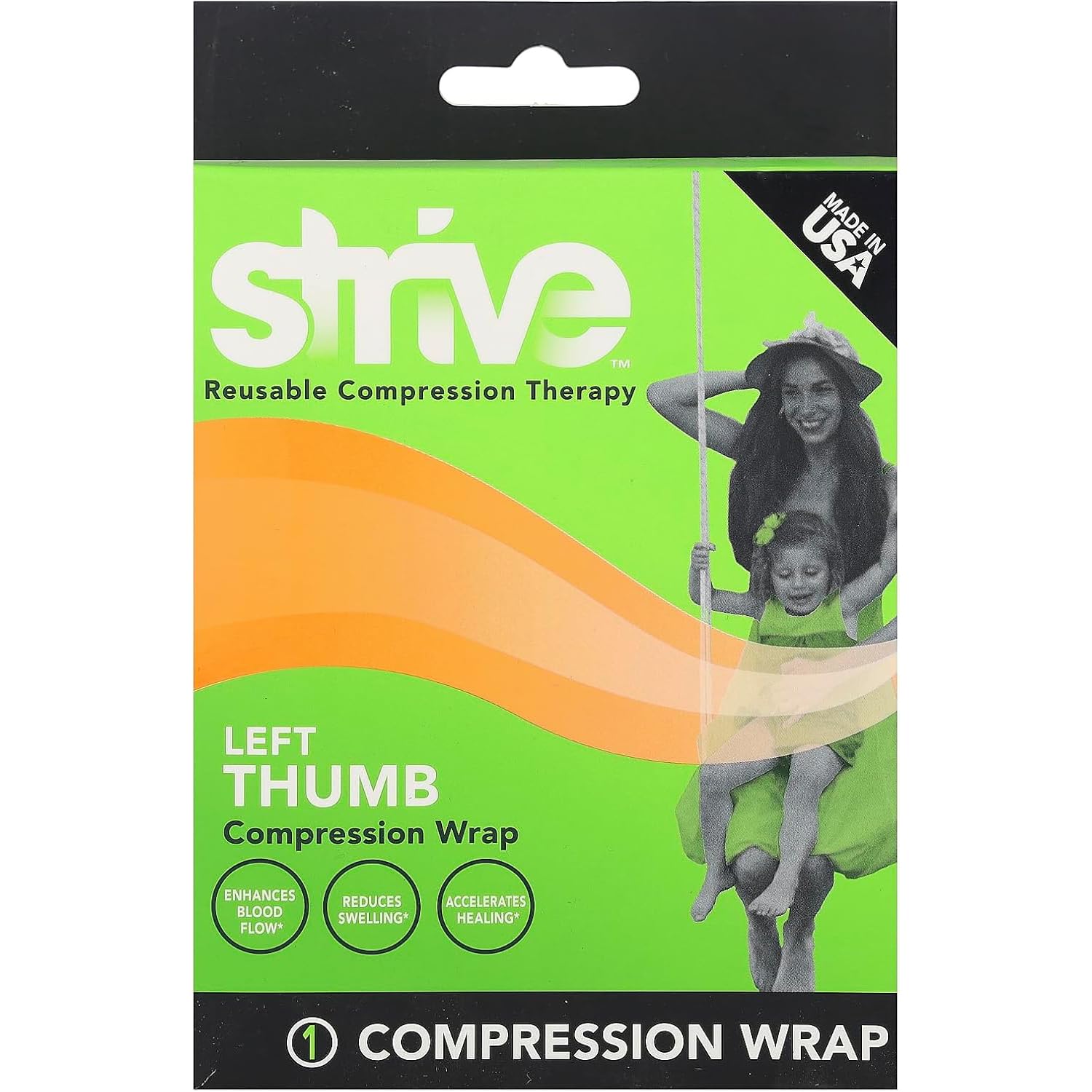 Strive Left Thumb Compression Wrap, Joint Pain Relief and Muscle Recovery for Sports and More, For Men or Women, Reusable