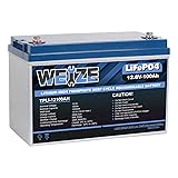 Weize 12V 100Ah LiFePO4 Lithium Battery, Built-in