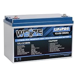 Weize 12V 100Ah LiFePO4 Lithium Battery, Built-in