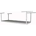 SafeRacks – 3x8 Overhead Garage Storage Rack - Height Adjustable Steel Overhead Storage Rack - 500 Pound Weight Capacity (White, 24"-45")