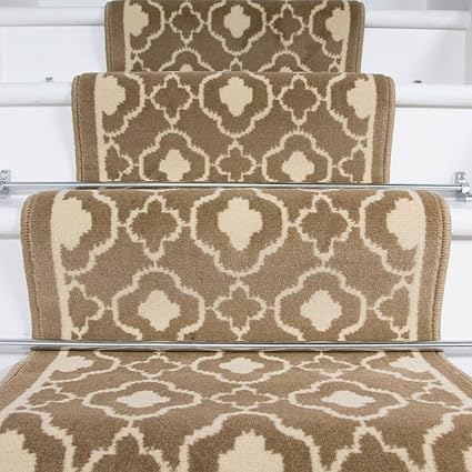 The Rug House Lima Natural Trellis Geometric Design Stair Carpet In 2 - 3 Widths And 1 - 64 Lengths