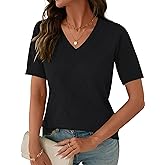 IECCP Womens Short Sleeve Sweater V Neck Summer Tops Lightweight Knit Pullover Blouses Business Casual Outfits