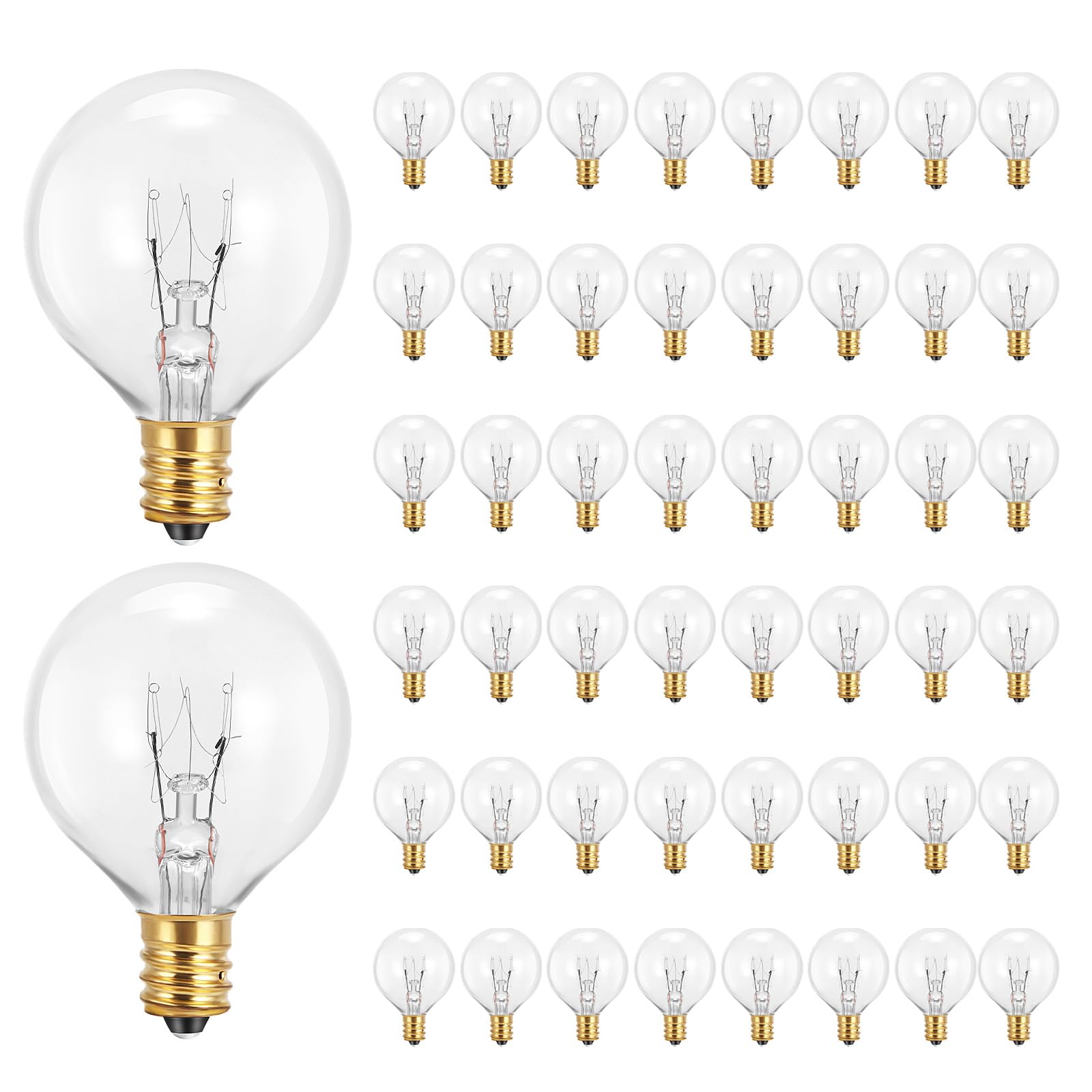 Weskjer G40 Replacement Bulbs 0,6 Watt G40 Globe Bulbs E12 Base Socket Holder IP44 Water Resistance Warm White for String Light Home Party Decoration Wedding Function Portable (50pcs)