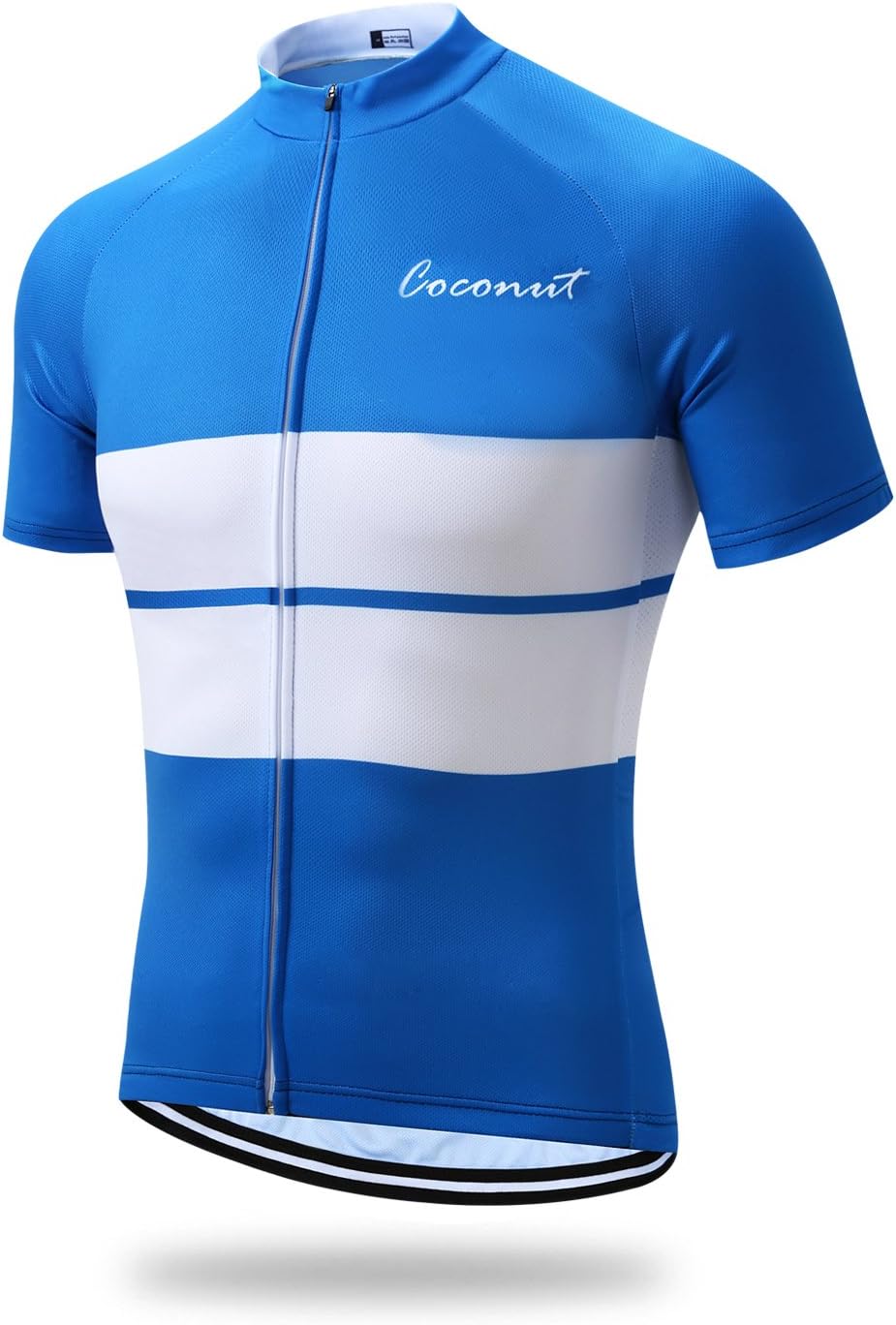 Runmaner Men's Cycling Jersey Short Sleeve Bike Clothing (XXXX-Large, Blue&White)