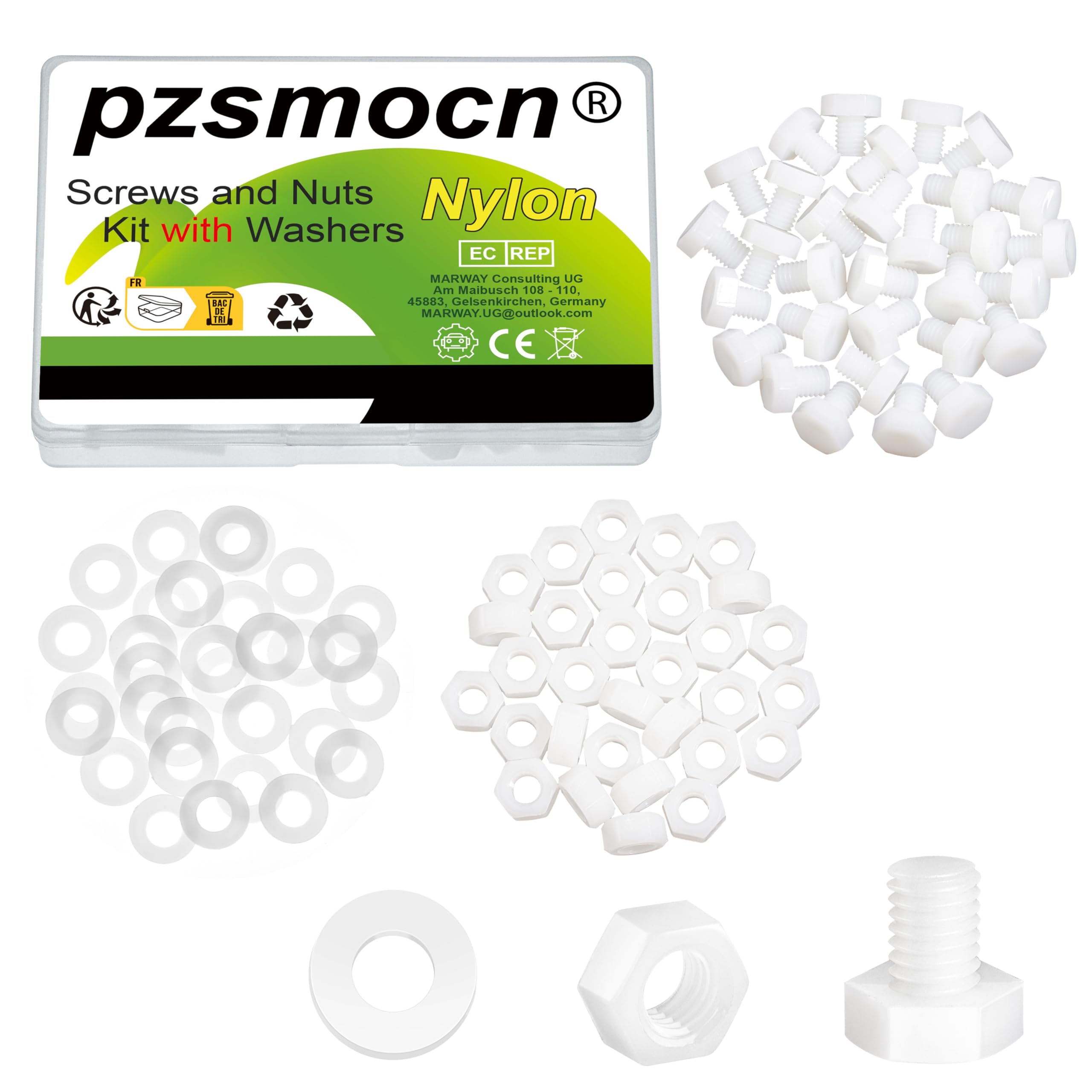 Pzsmocn 90 Pieces/30 Sets M8*10 mm Plastic White