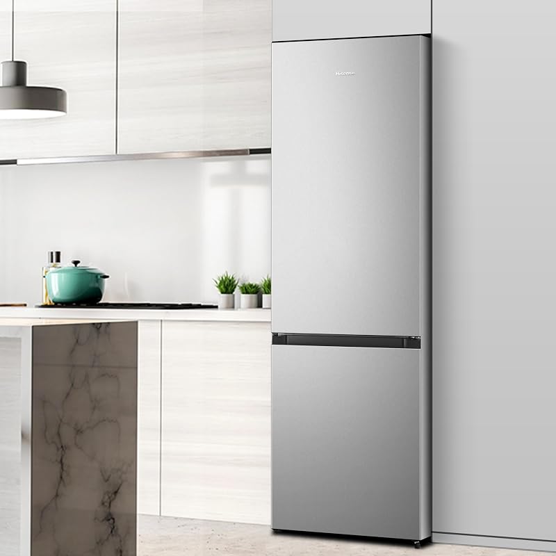 Hisense rb343d4cde - geladeira cíclica combi, 269l, classe e, largura 55cm x altura 180cm, porta reversível, abertura de porta 90º, iluminação led, gaveta para frutas e legumes, grande capacidade, aço inox