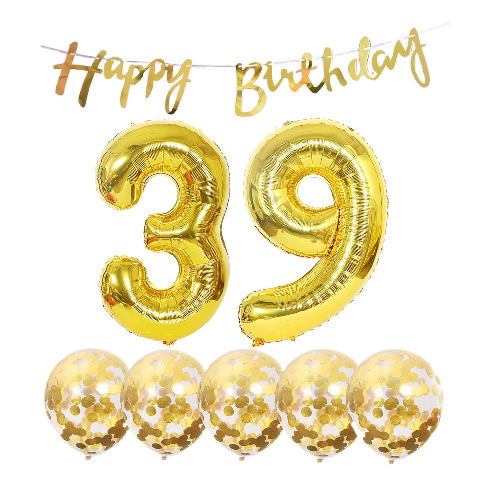 Photo 1 of 39th Birthday Decoration Happy Birthday Banner Balloons 39 Years Old Birthday Party Supplies Helium Balloons Number 39 Balloons Latex Balloon Foil Balloon, 39th Gold Birthday Party Decoration