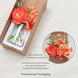 WELL KNOWN Artificial Flowers in Glass Vase with