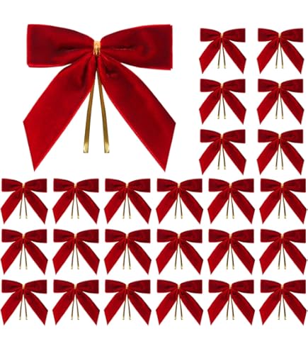 Lot De 16 Nœuds En Velours Pour Cadeau De Noël, Nœuds En