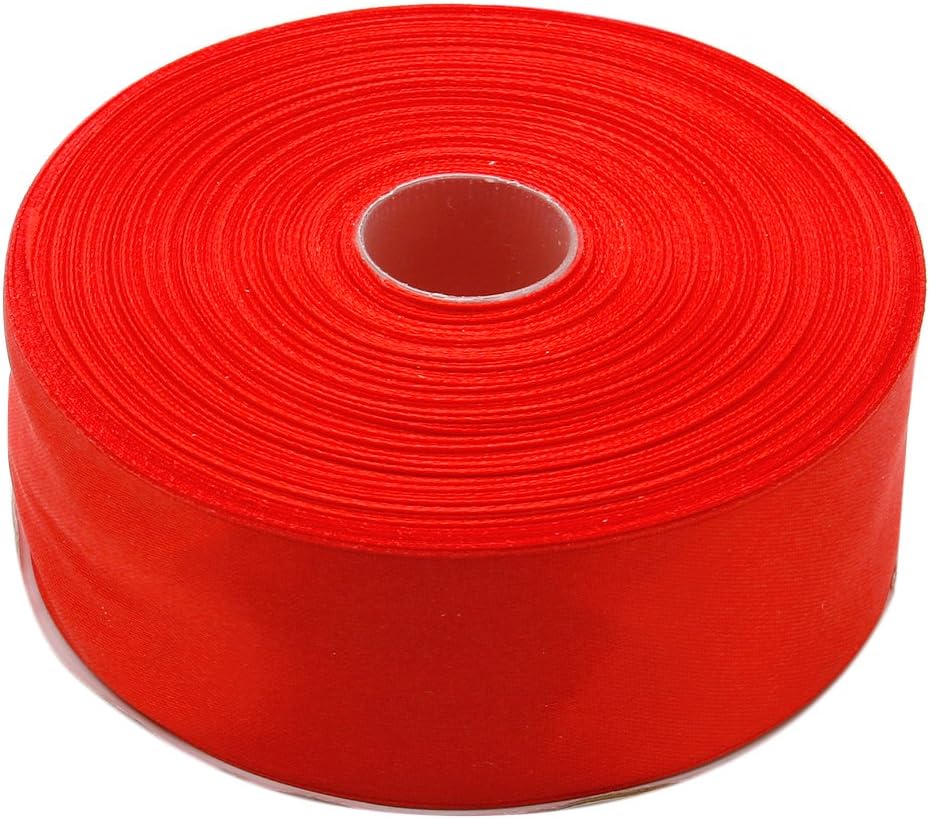 1-1/2 Inches x 50 Yards Double Face Solid Satin Ribbon Roll, Red