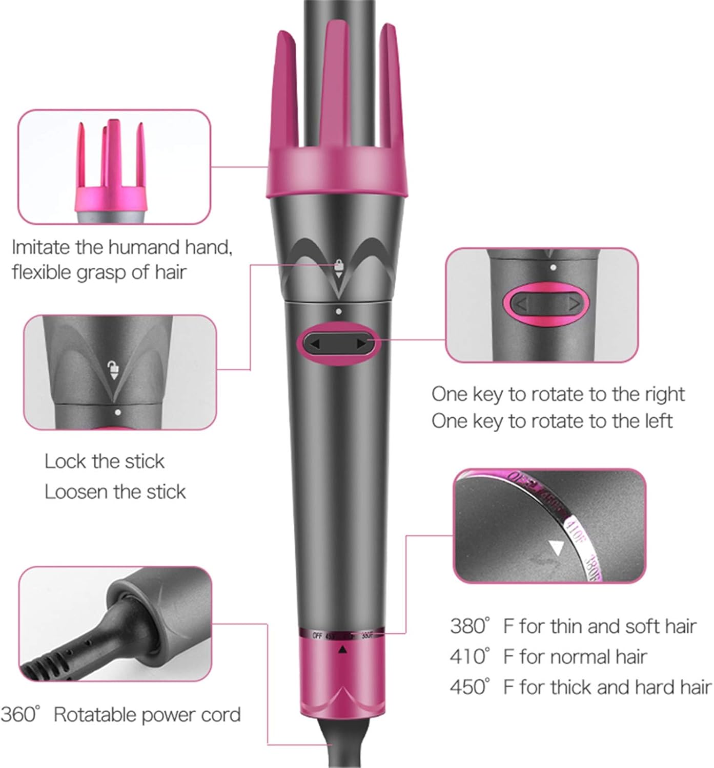 Hair Curler, 3 Wands Hair Curling Iron Automatic Hair Styling Kit with Quick Heat Interchangeable Ceramic Barrels: Health & Personal Care