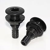 YOQVQOY 2Pcs Thru Hull Fitting(3/4"), Marine Through Hull Connector Fitting for Boats, Black