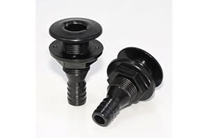 YOQVQOY 2Pcs Thru Hull Fitting(3/4"), Marine Through Hull Connector Fitting for Boats, Black